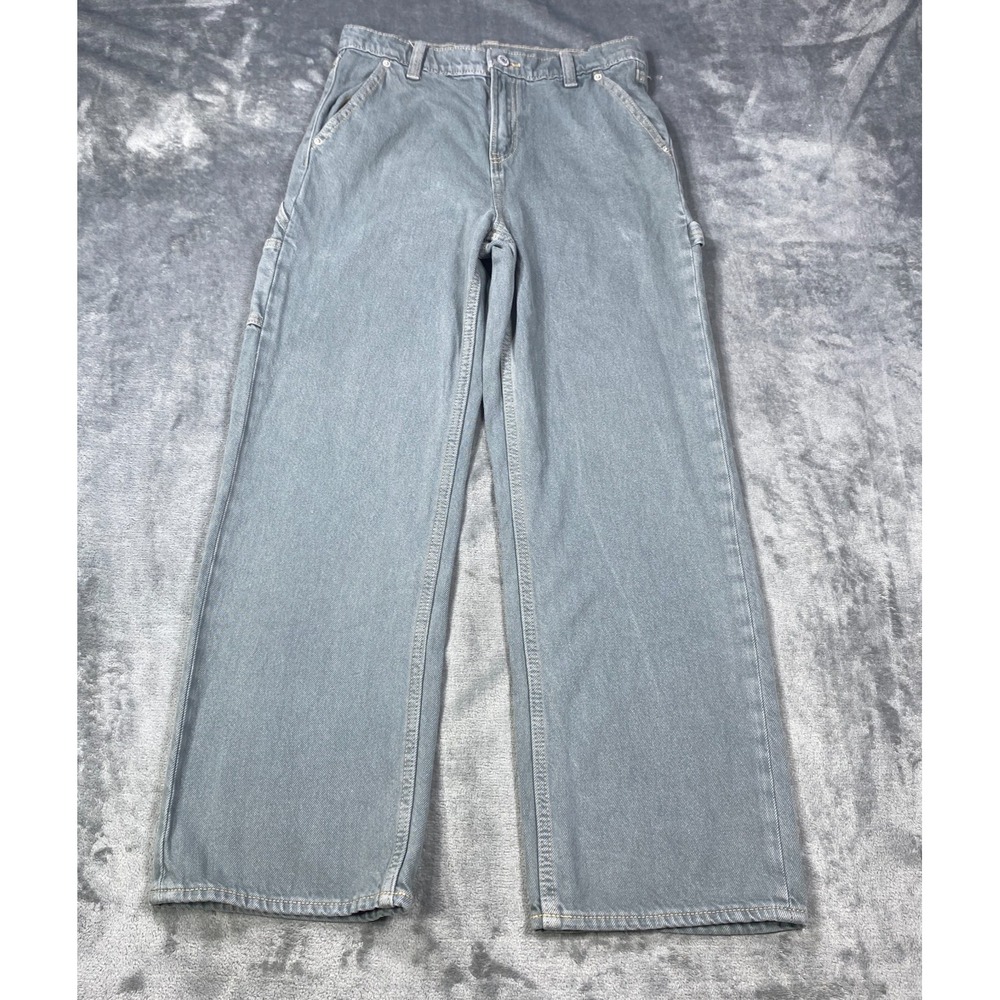 Old Navy High Rise Baggy Wide Leg Jeans Green Womens Size 14 Built-In Tough Hook